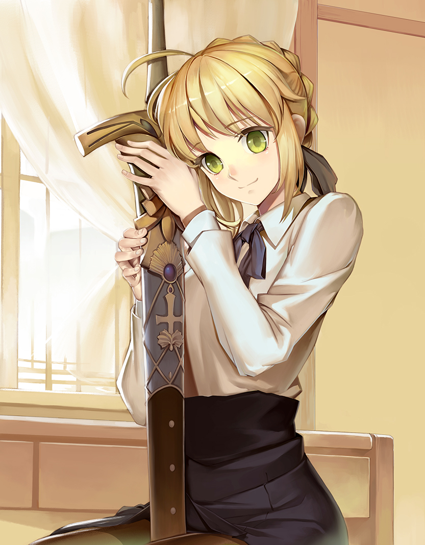 artoria pendragon and saber (fate and 1 more) drawn by vmax-ver