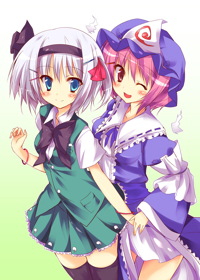 konpaku youmu and saigyouji yuyuko (touhou) drawn by huei_nazuki