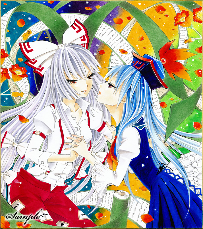 fujiwara no mokou and kamishirasawa keine (touhou) drawn by ayuayu_(chisuke_ayu)
