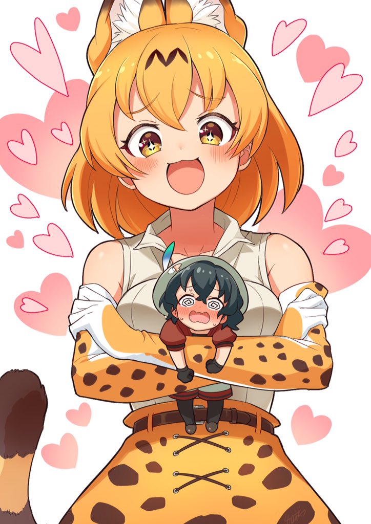 serval and kaban (kemono friends) drawn by kamuraaa_615