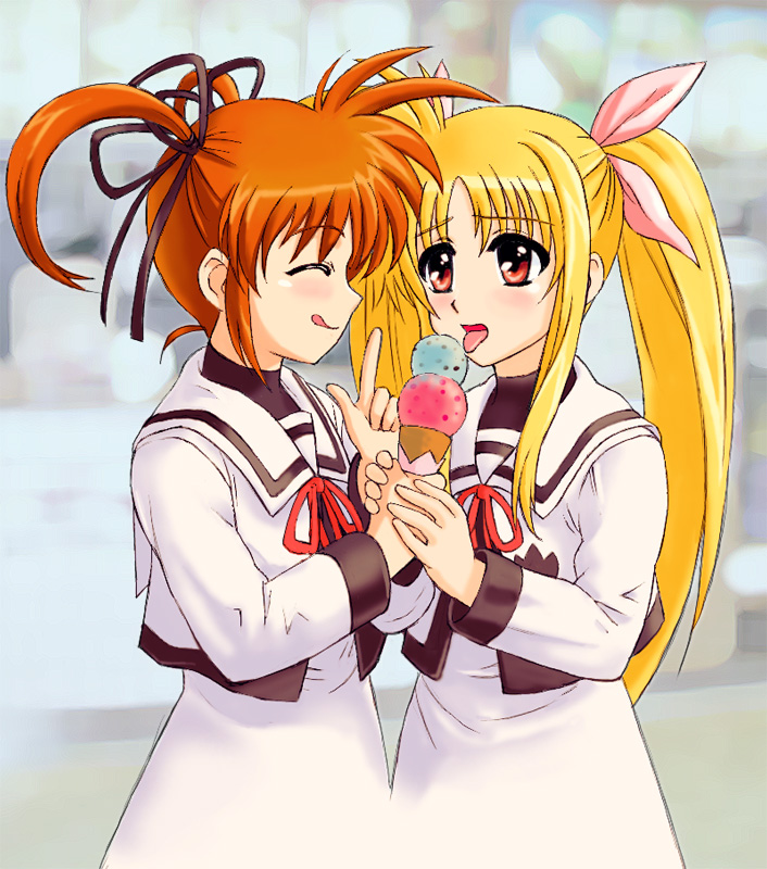 fate testarossa and takamachi nanoha (lyrical nanoha and 2 more) drawn by shirogane_kihen
