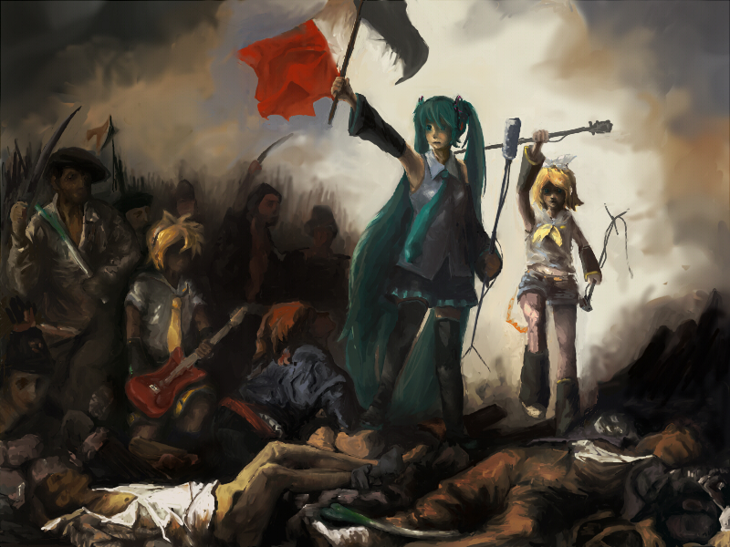 hatsune miku, kagamine rin, and kagamine len (vocaloid and 1 more) drawn by nia_(four_winds)