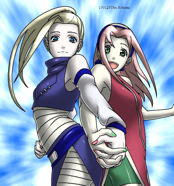 haruno sakura and yamanaka ino (macross and 2 more) drawn by irma_cqv