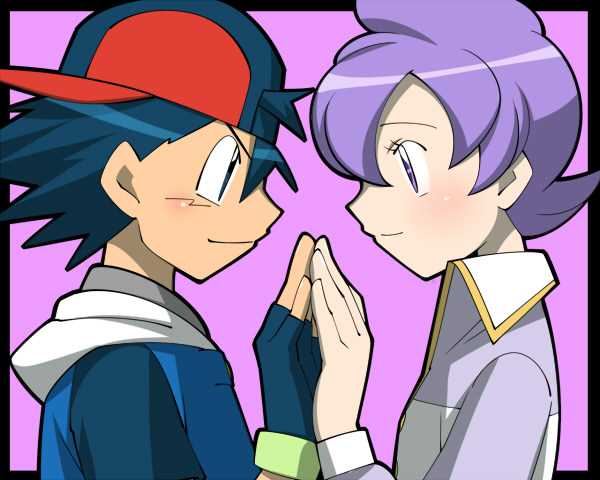 ash ketchum and anabel (pokemon and 1 more) drawn by amada