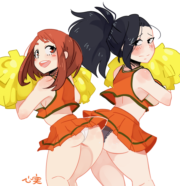 uraraka ochaco and yaoyorozu momo (boku no hero academia) drawn by kokomi_(aniesuakkaman)