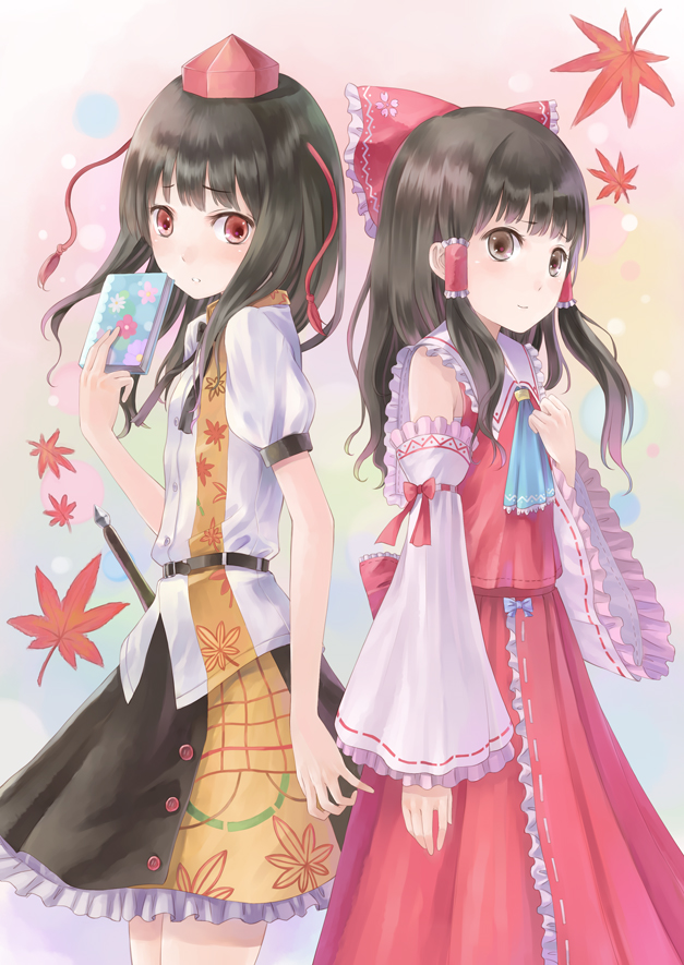 hakurei reimu and shameimaru aya (touhou) drawn by tadokoro_teppei