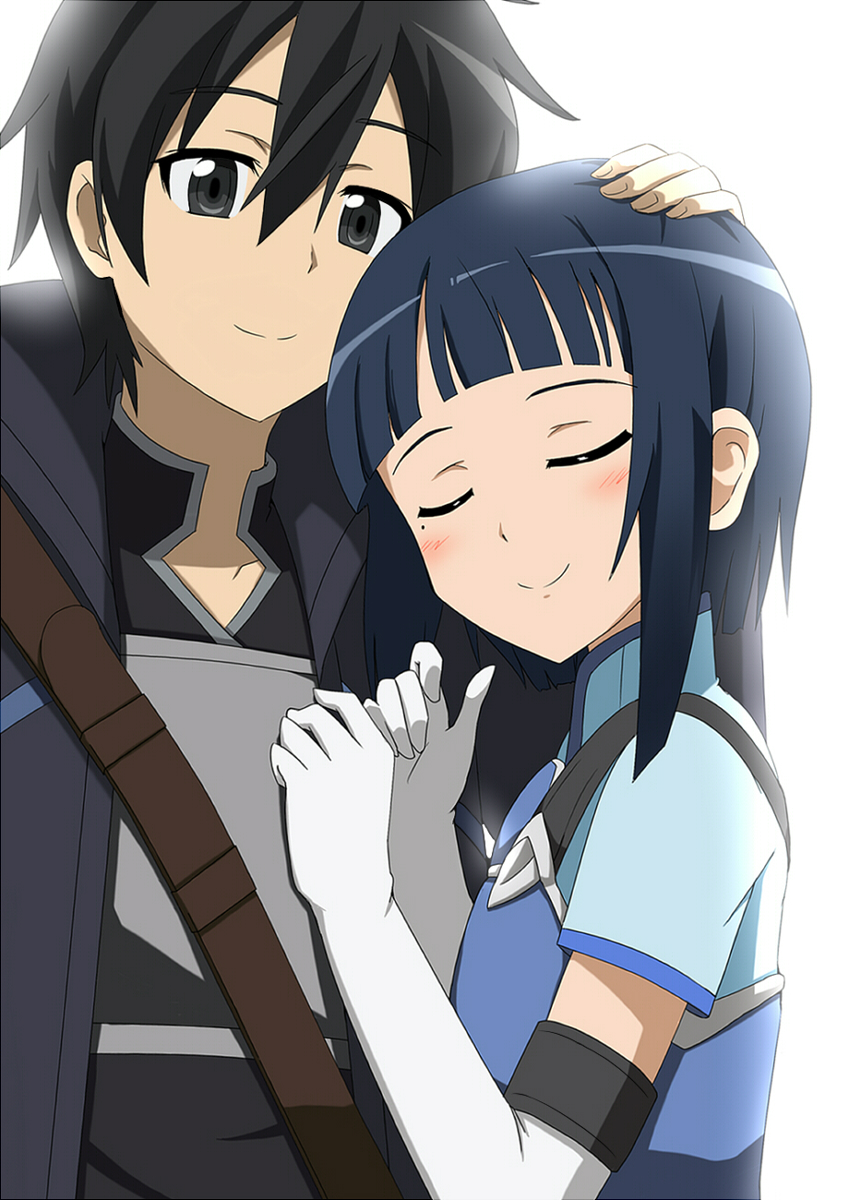 kirito and sachi (sword art online) drawn by kamelie