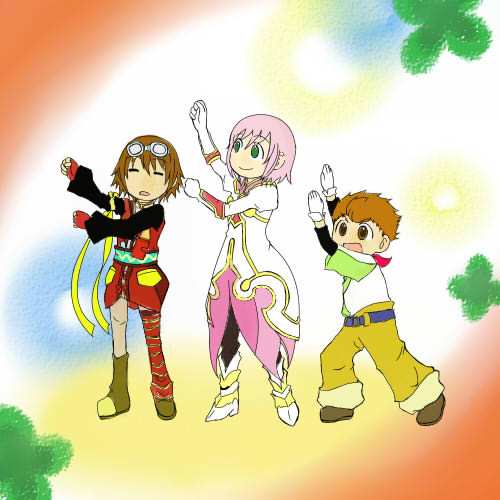 estellise sidos heurassein, rita mordio, and karol capel (tales of and 2 more) drawn by niru_moyashi