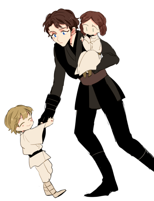 princess leia, anakin skywalker, and luke skywalker (star wars and 2 more) drawn by siraezaku