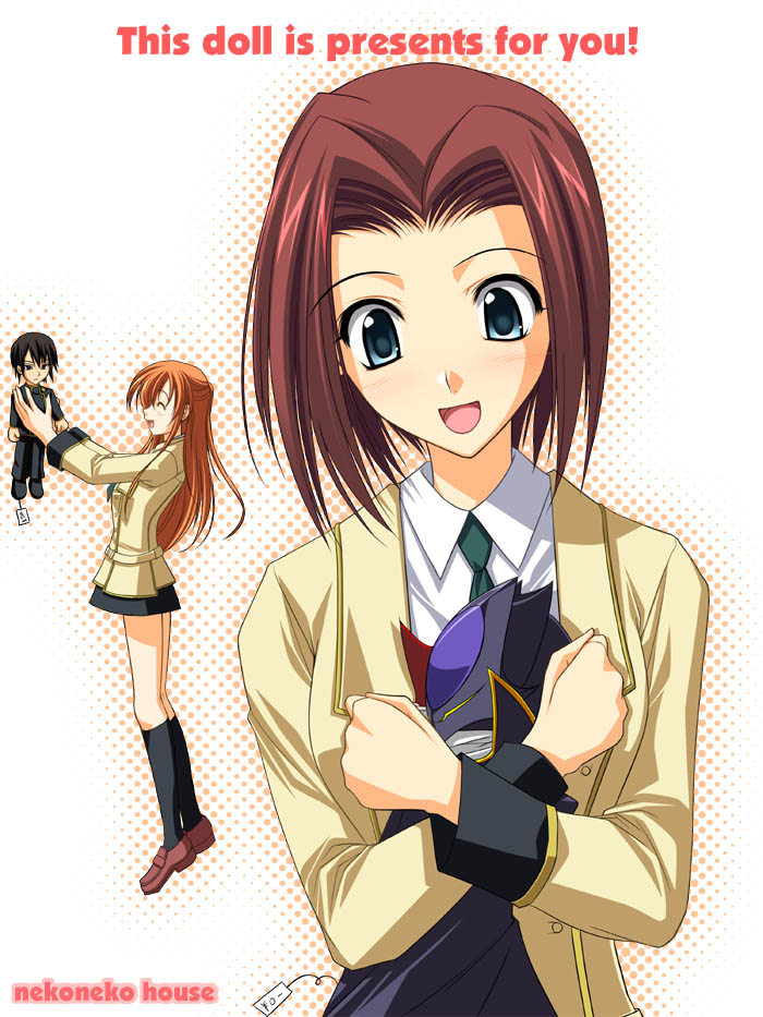 lelouch vi britannia, kouzuki kallen, and shirley fenette (code geass) drawn by takepon