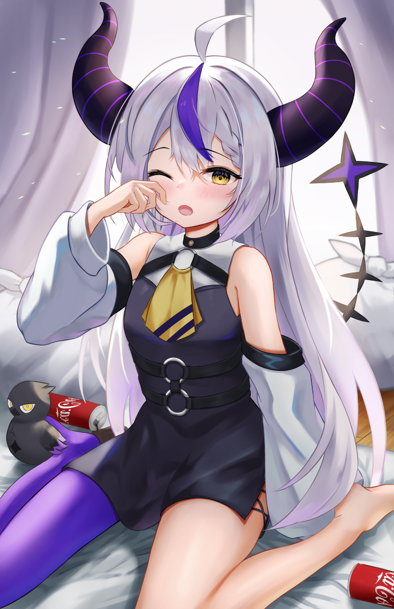 la+ darknesss and crow (hololive and 1 more) drawn by telu_(teluscarlet)