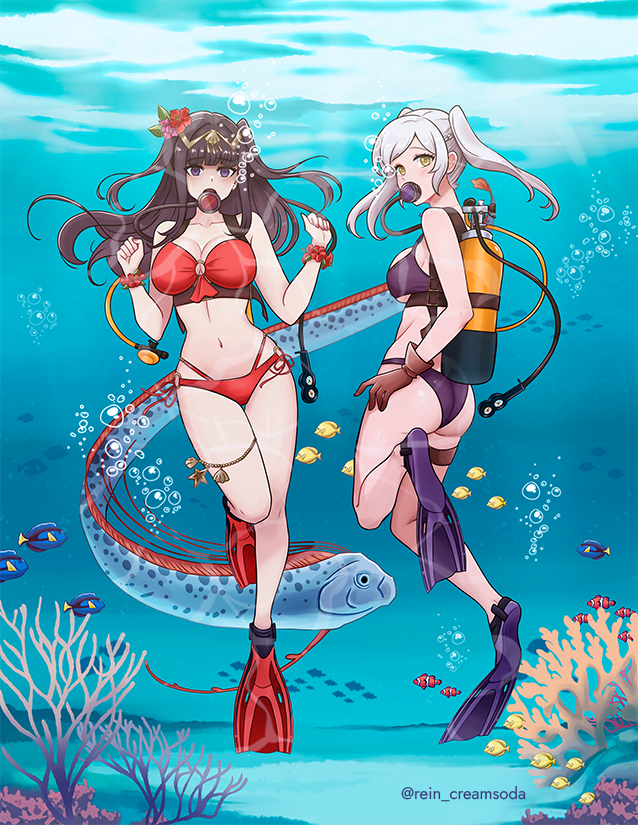 female robin and tharja (fire emblem and 2 more) drawn by rein_creamsoda