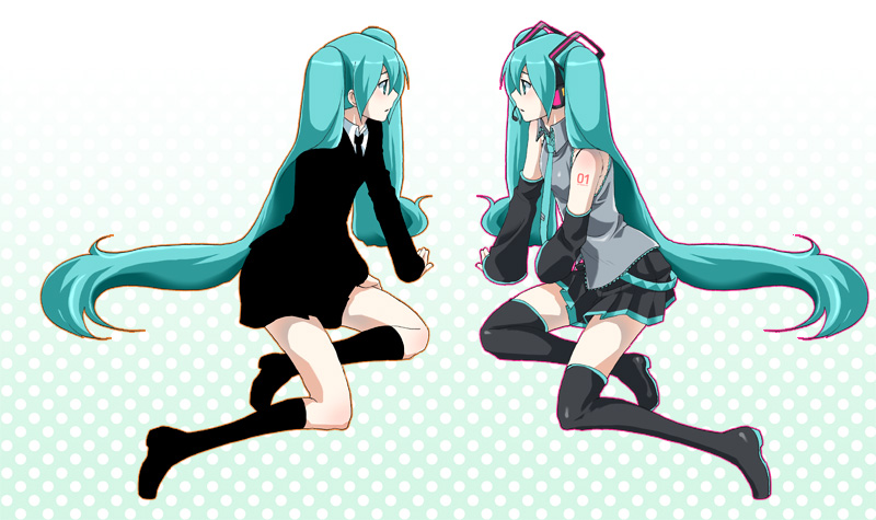 hatsune miku (vocaloid and 1 more) drawn by kikuchi_mataha