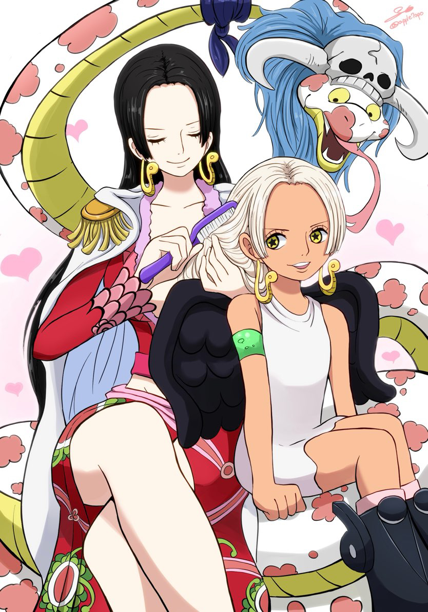 boa hancock, salome, and s-snake (one piece) drawn by apple7apo