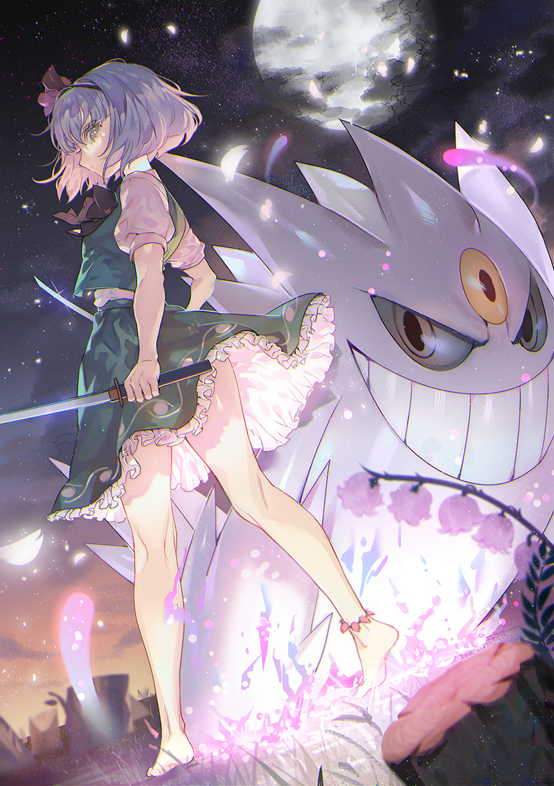 konpaku youmu, gengar, and mega gengar (touhou and 1 more) drawn by zuizi