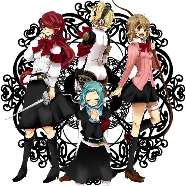 aigis, takeba yukari, kirijou mitsuru, and yamagishi fuuka (persona and 1 more) drawn by ashida_yuri