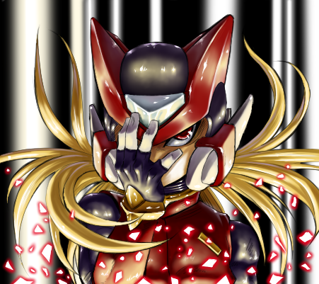omega (mega man and 2 more) drawn by water_blue