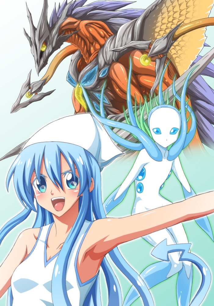 ikamusume, iris, and hideauze (shinryaku! ikamusume and 3 more) drawn by ozaneko