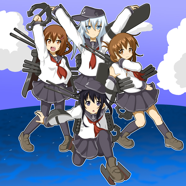 hibiki, inazuma, ikazuchi, and akatsuki (kantai collection) drawn by mitya
