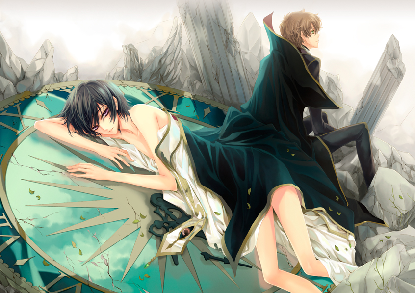 lelouch vi britannia and kururugi suzaku (code geass) drawn by fylus
