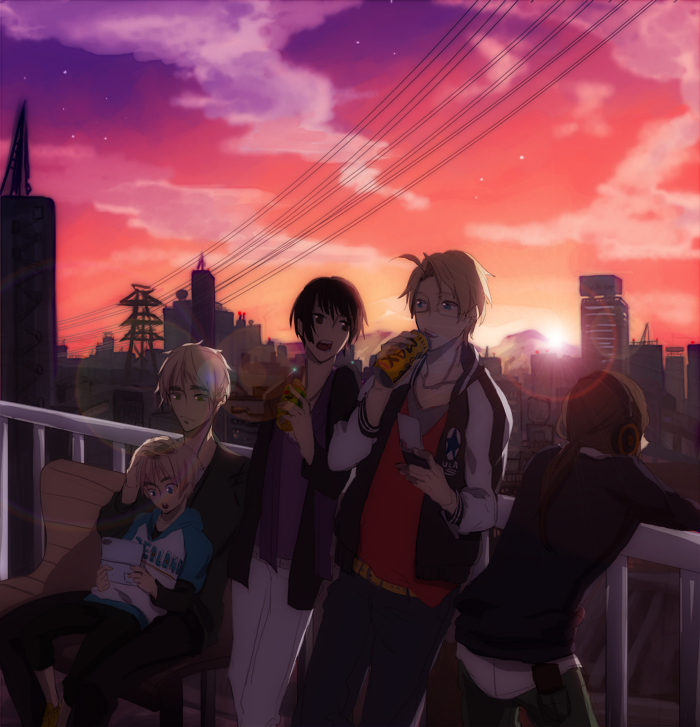 america, united kingdom, japan, china, and sealand (axis powers hetalia) drawn by lieben