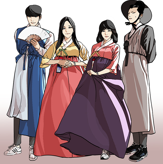 park hyung-suk, park ha-neul, and lee jin-sung (lookism) drawn by park_tae_joon