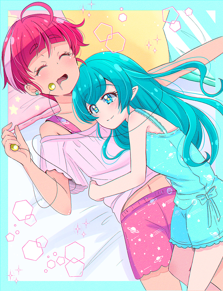 hagoromo lala and hoshina hikaru (precure and 1 more) drawn by juugoya_neko