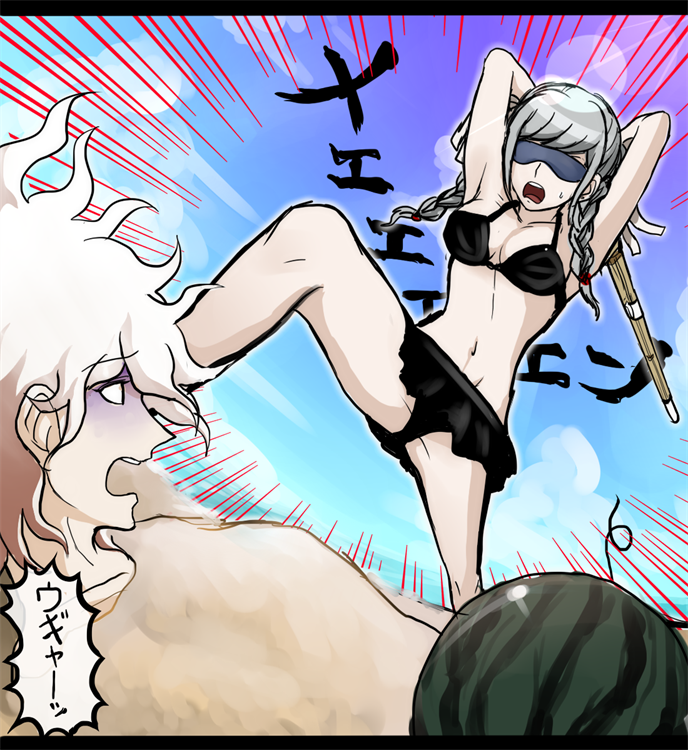 komaeda nagito and pekoyama peko (danganronpa and 1 more) drawn by tezurumozuru