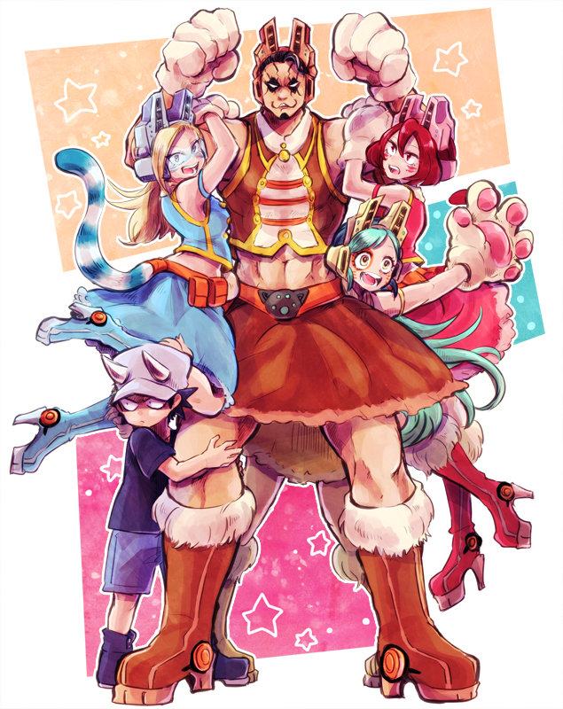 ragdoll, mandalay, pixie-bob, izumi kota, and tiger (boku no hero academia) drawn by tomozo_(kuro420)
