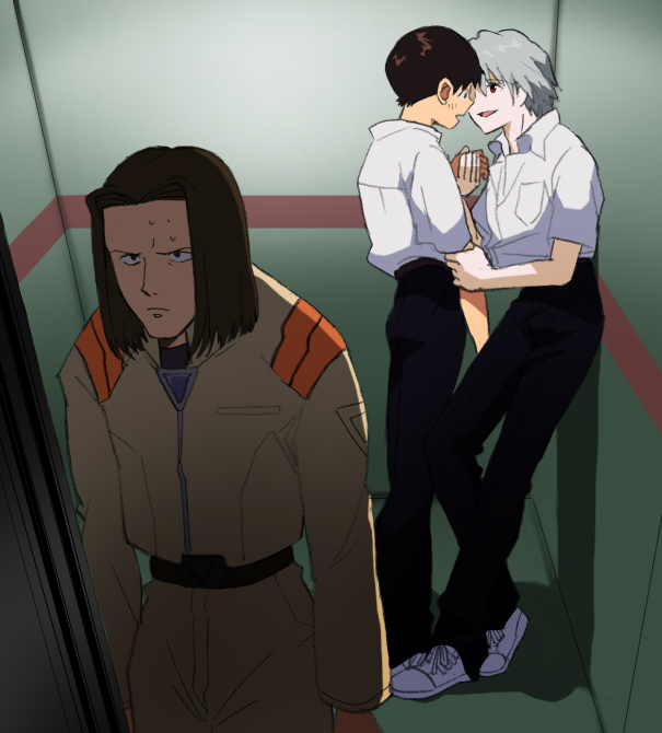 ikari shinji, nagisa kaworu, and aoba shigeru (neon genesis evangelion) drawn by ayanashi_kunio
