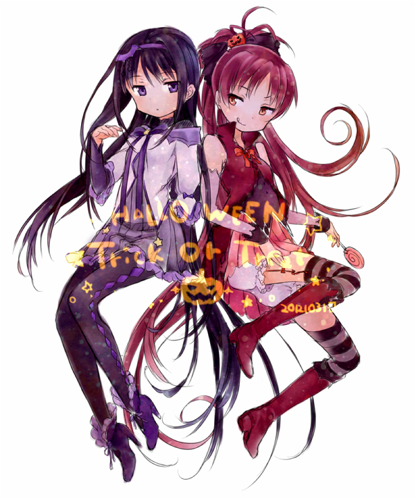 akemi homura and sakura kyoko (mahou shoujo madoka magica) drawn by mijinkouka