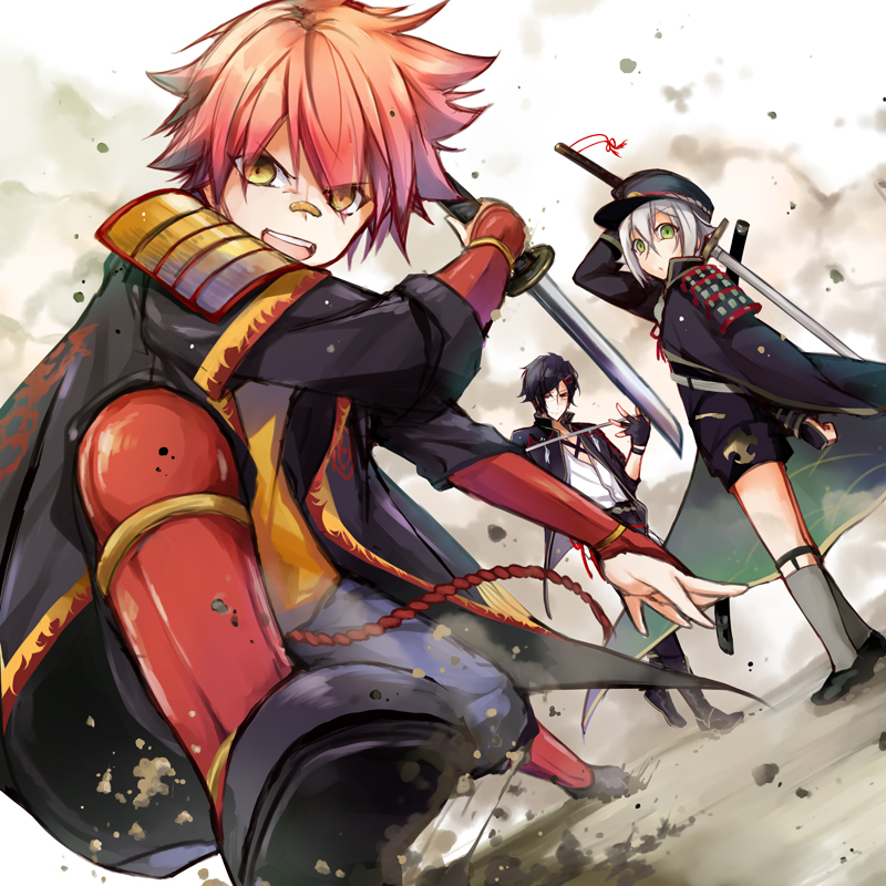 hotarumaru, aizen kunitoshi, and akashi kuniyuki (touken ranbu) drawn by hirai_yuzuki