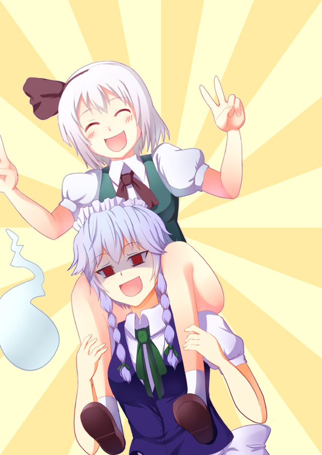 izayoi sakuya and konpaku youmu (touhou) drawn by greave_(asterism)