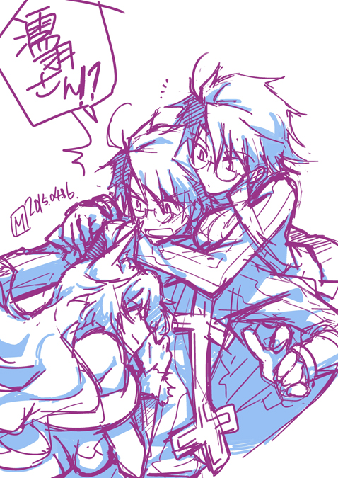 shiroe, nureha, and roe2 (log horizon) drawn by miyako910724