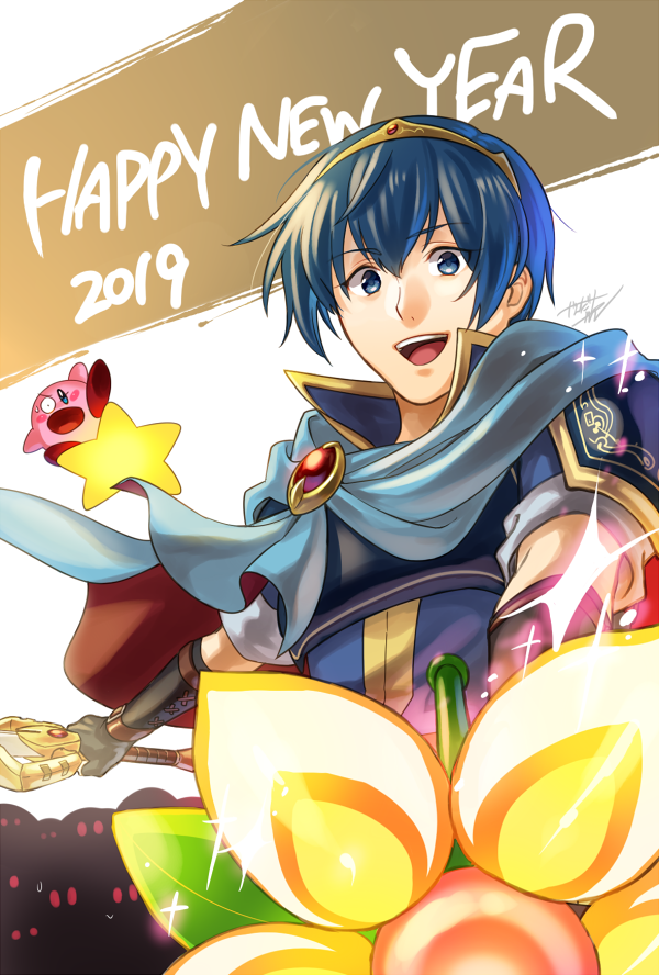 kirby and marth (fire emblem and 3 more) drawn by jandara_rin
