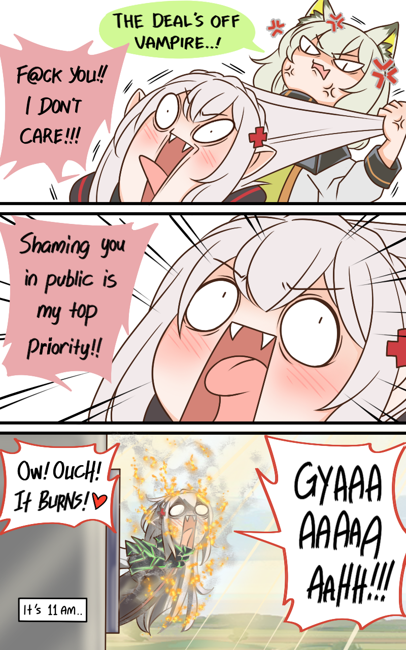 kal'tsit, mon3tr, and warfarin (arknights) drawn by guin_guin