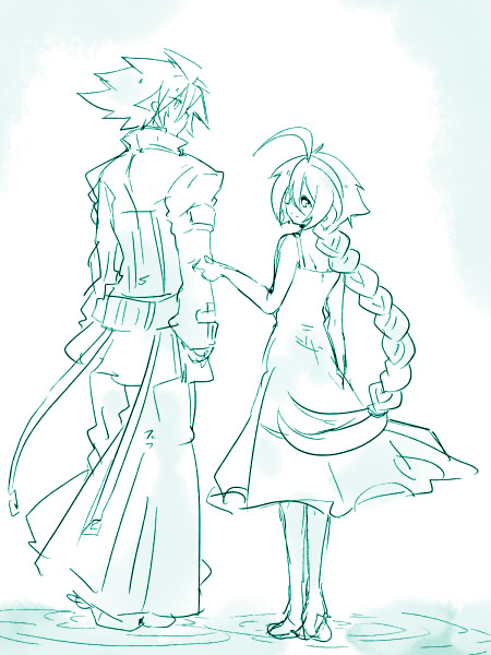 ragna the bloodedge and nu-13 (blazblue) drawn by kuro_yuzu