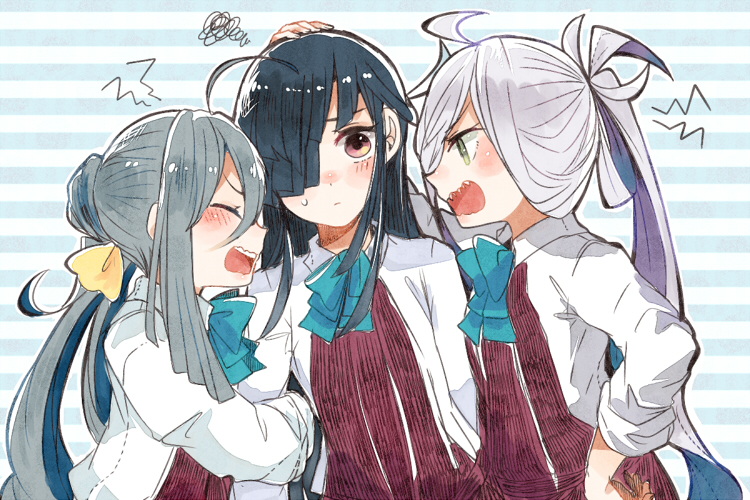 kiyoshimo, asashimo, and hayashimo (kantai collection) drawn by itomugi-kun