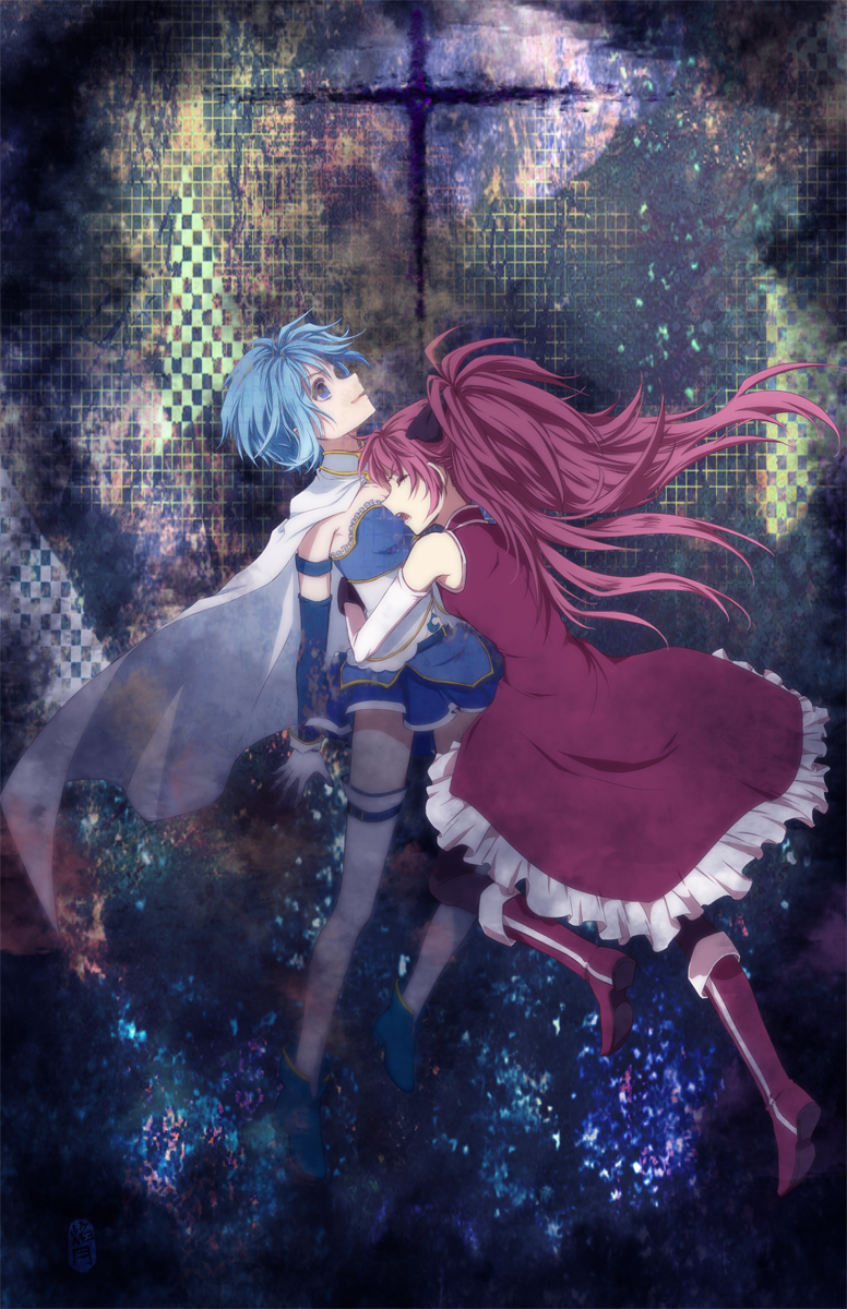 miki sayaka and sakura kyoko (mahou shoujo madoka magica) drawn by liusang