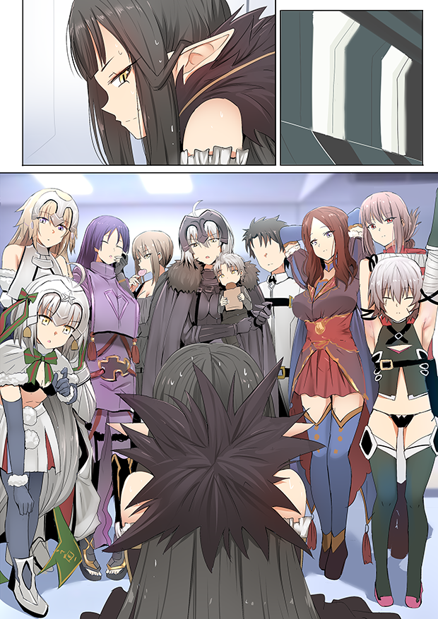 artoria pendragon, fujimaru ritsuka, jeanne d'arc, saber alter, minamoto no raikou, and 6 more (fate and 1 more) drawn by ginhaha