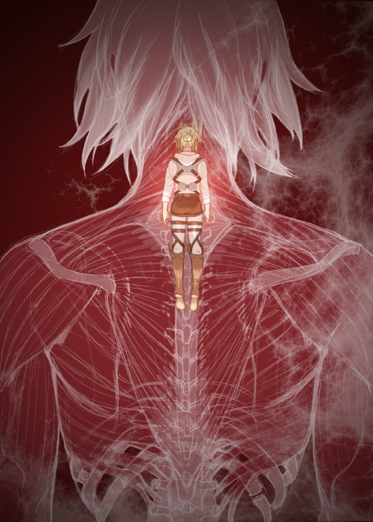 annie leonhart, titan, and female titan (shingeki no kyojin) drawn by prema-ja
