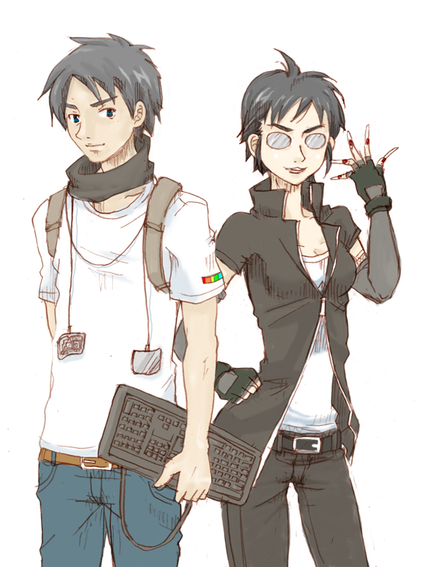 molly millions and henry dorsett case (neuromancer) drawn by fujimochi