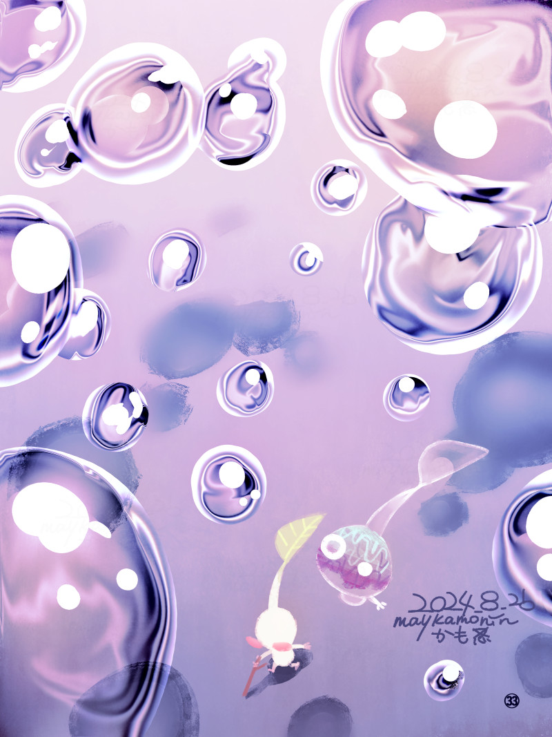 white pikmin and glow pikmin (pikmin) drawn by maykamonin