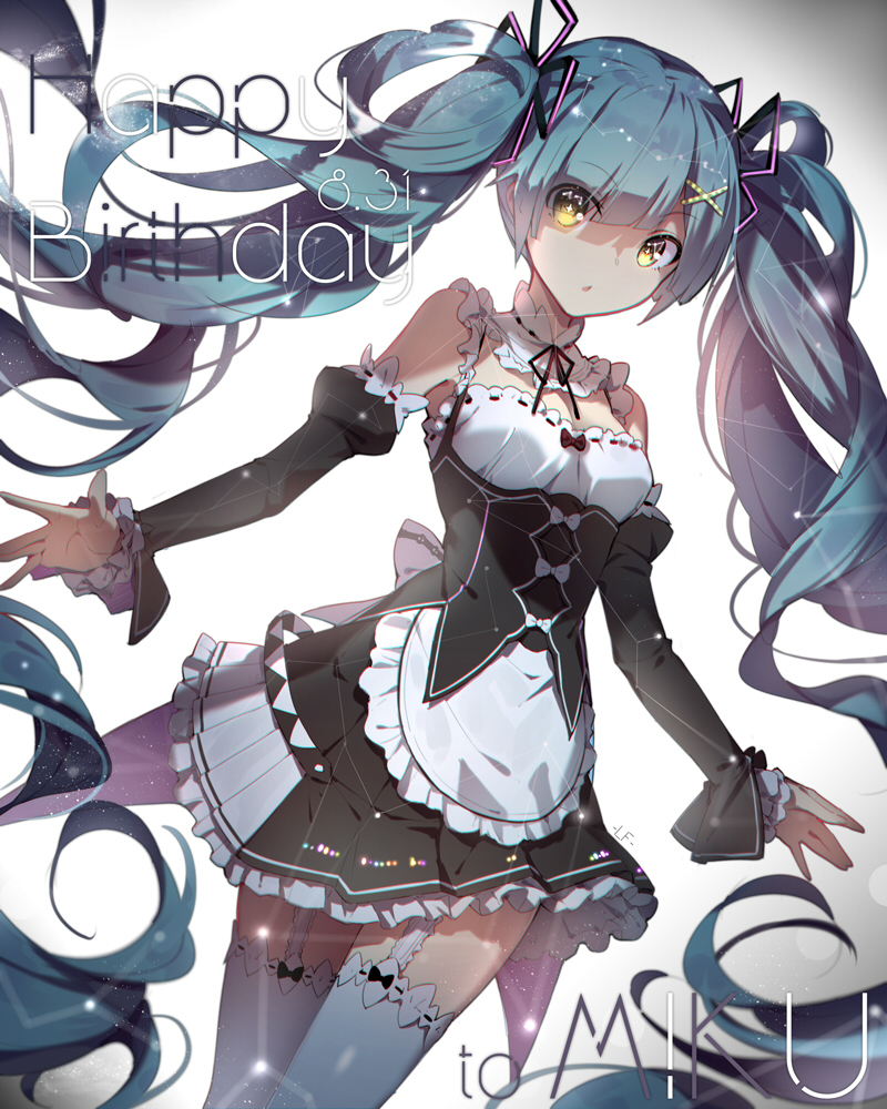 hatsune miku and rem (vocaloid and 1 more) drawn by linfi-muu