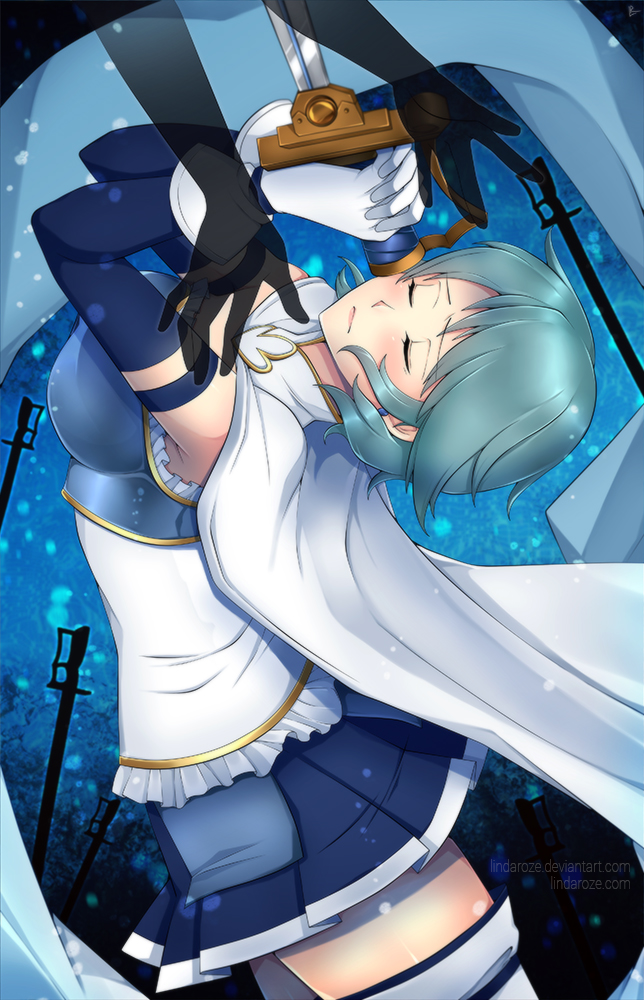 miki sayaka (mahou shoujo madoka magica) drawn by lindaroze