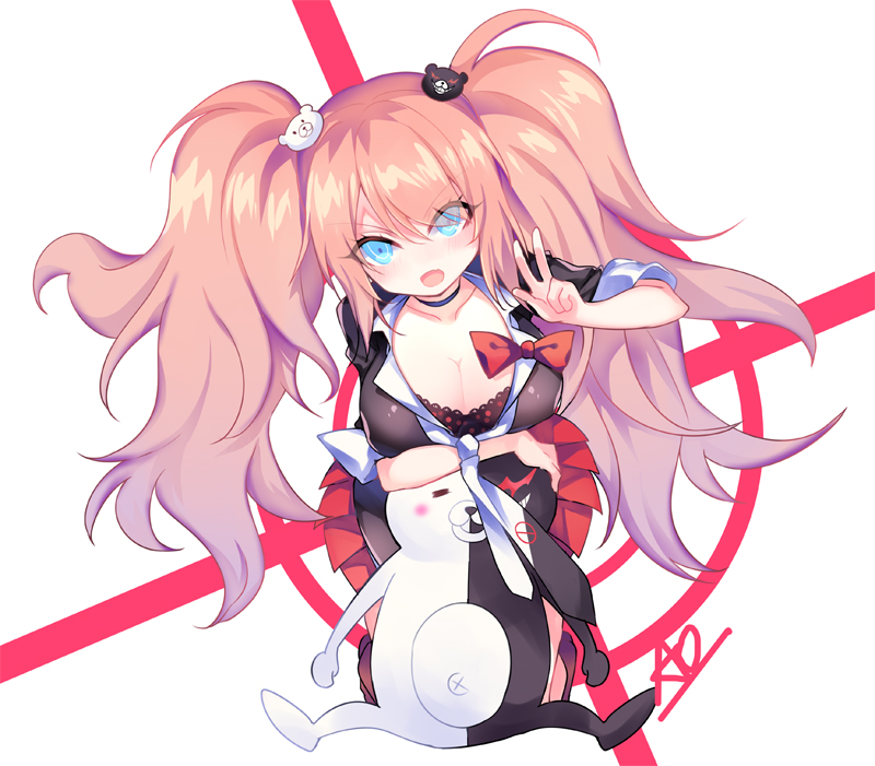 enoshima junko and monokuma (danganronpa and 1 more) drawn by ao_jun