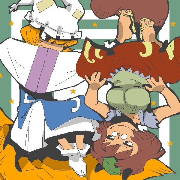 yakumo ran and futatsuiwa mamizou (touhou) drawn by onikobe_rin