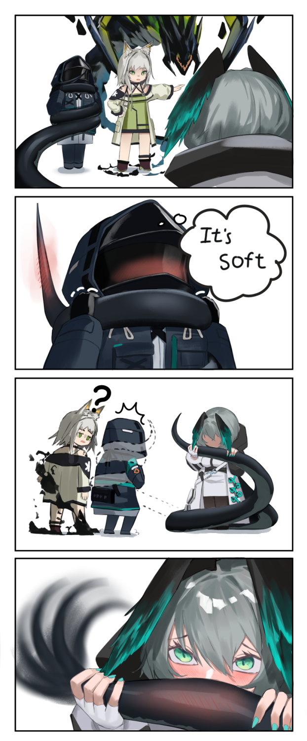doctor, kal'tsit, ho'olheyak, and mon3tr (arknights) drawn by superman3go