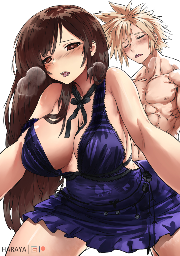 tifa lockhart and cloud strife (final fantasy and 2 more) drawn by haraya_manawari