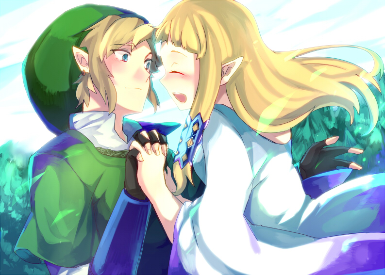 link and princess zelda (the legend of zelda and 1 more) drawn by asumi_chikyuu
